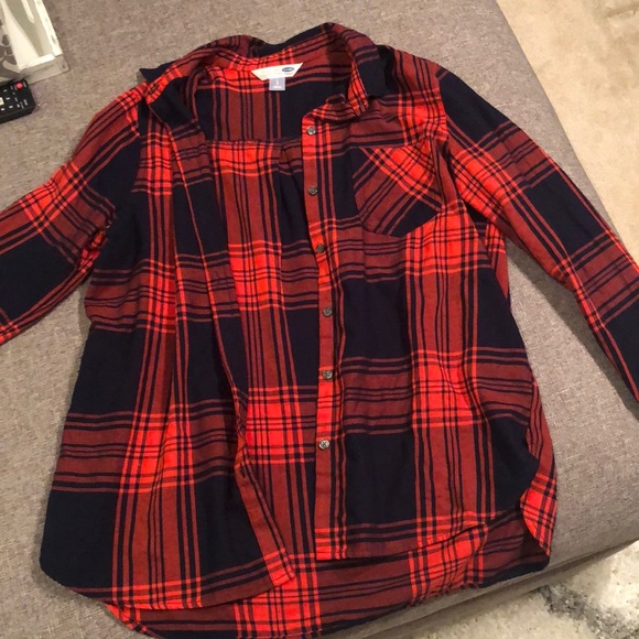 Old Navy Tops - Old Navy Long Sleeve Red Plaid Flannel Shirt